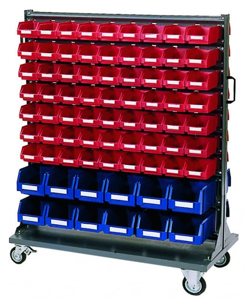 Dinzl Lagerregal für 126+24 Sichtlagerkästen Gr.2, rot/Gr.3, blau
